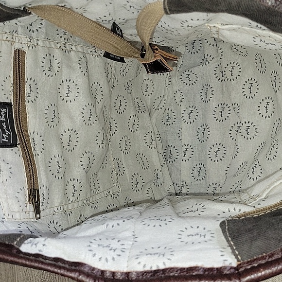 Myra Bag Canvas Tapestry Leather Tote Shoulder Bag - Picture 9 of 12